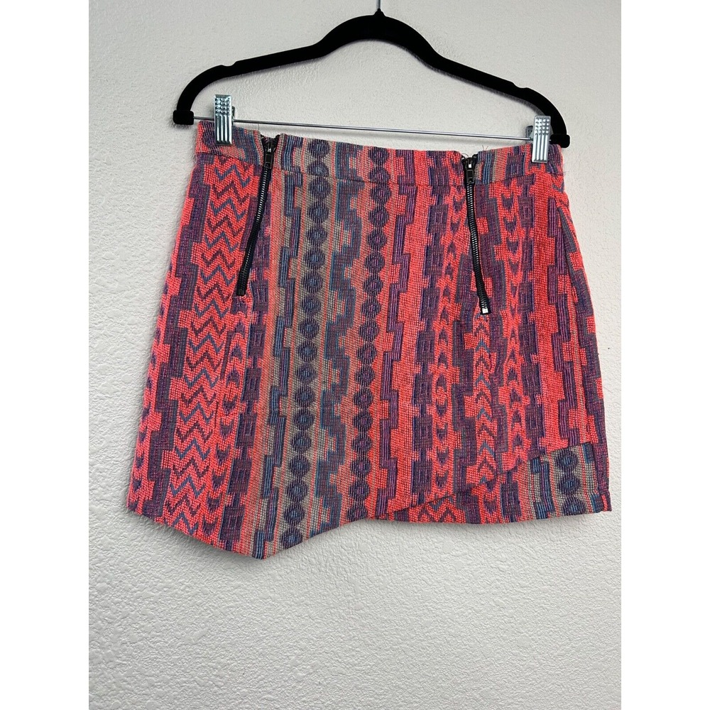 Miss Me Size M Retro Mini Skirt Boho Southwestern Aztec Tribal Zipper Multicolor